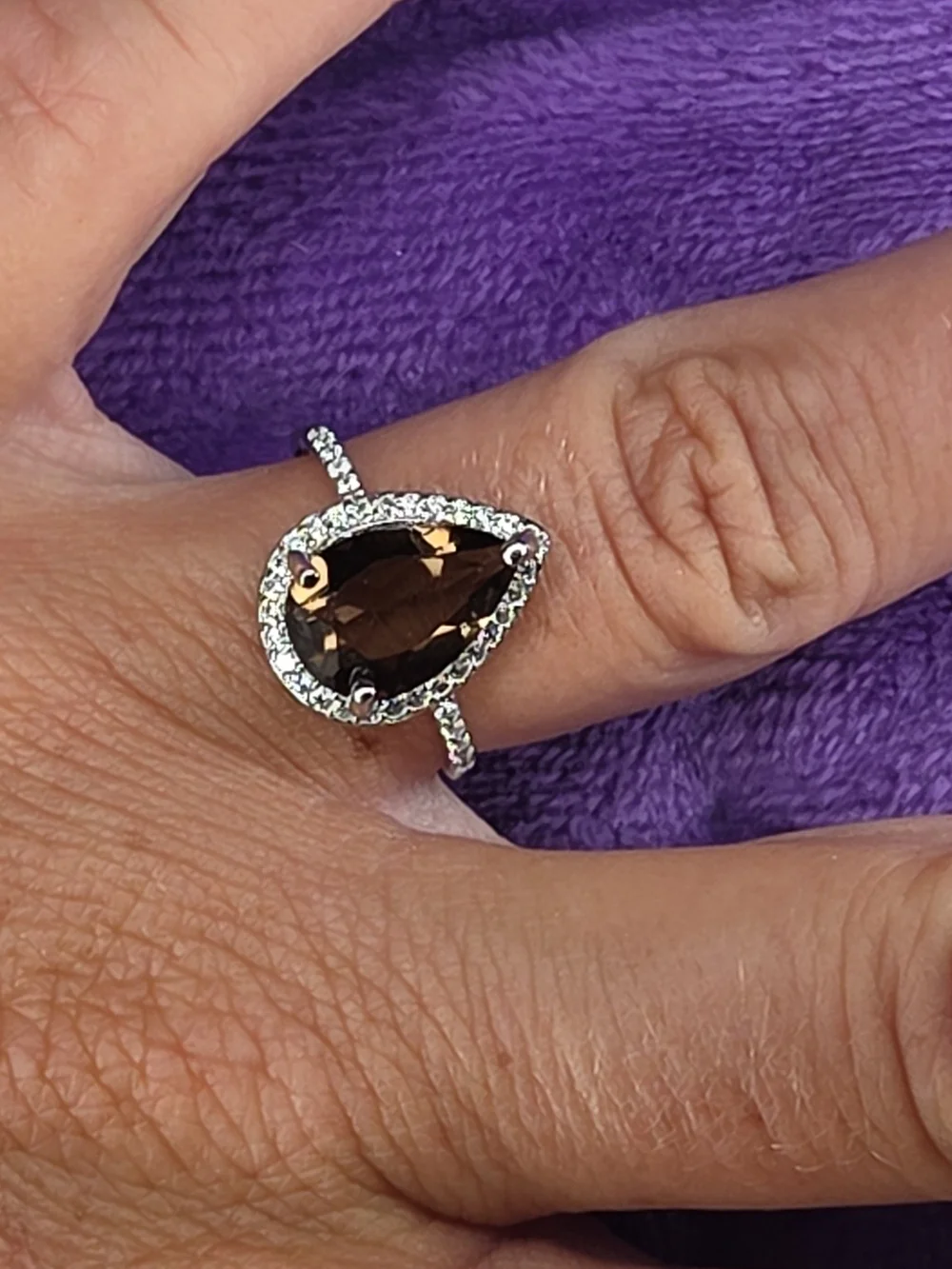 Moonlight Marvels Smoky Quartz Halo Ring in Silver